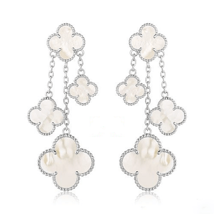 [Renovia Jewelry]CLOVER EARRINGS WHITE MOP 4 MOTIFS SILVER