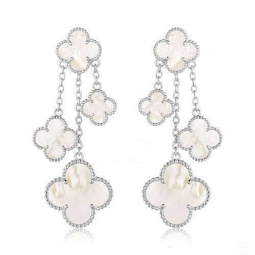 [Renovia Jewelry]CLOVER EARRINGS WHITE MOP 4 MOTIFS SILVER