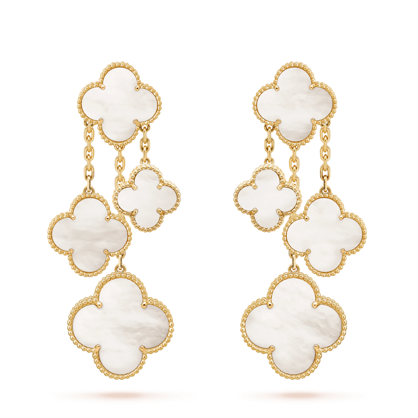 [Renovia Jewelry]CLOVER EARRINGS WHITE MOP 4 MOTIFS GOLD