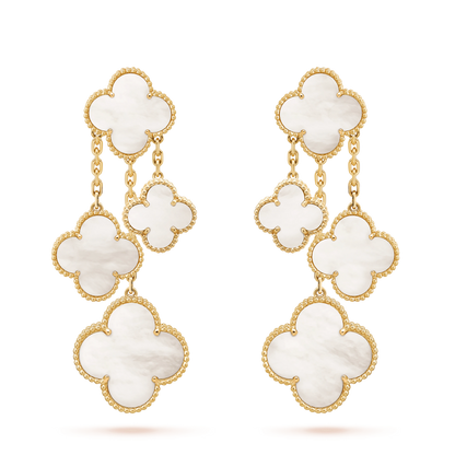 [Renovia Jewelry]CLOVER EARRINGS WHITE MOP 4 MOTIFS GOLD