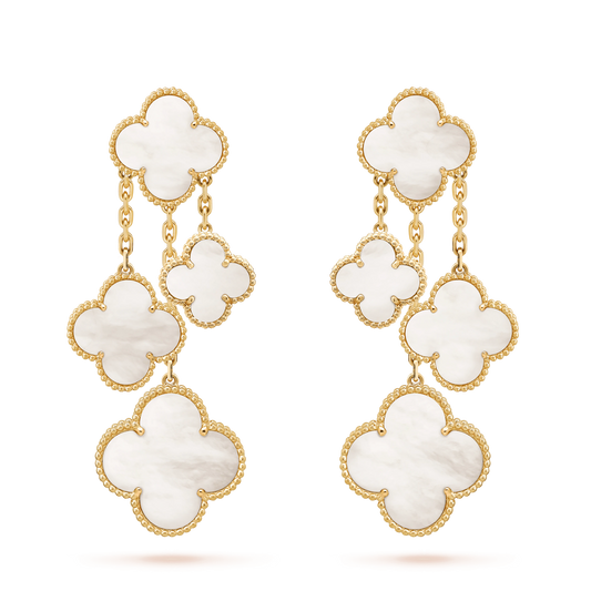 [Renovia Jewelry]CLOVER EARRINGS WHITE MOP 4 MOTIFS GOLD