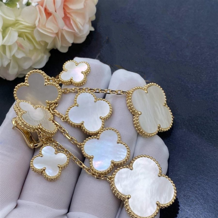 [Renovia Jewelry]CLOVER EARRINGS WHITE MOP 4 MOTIFS GOLD