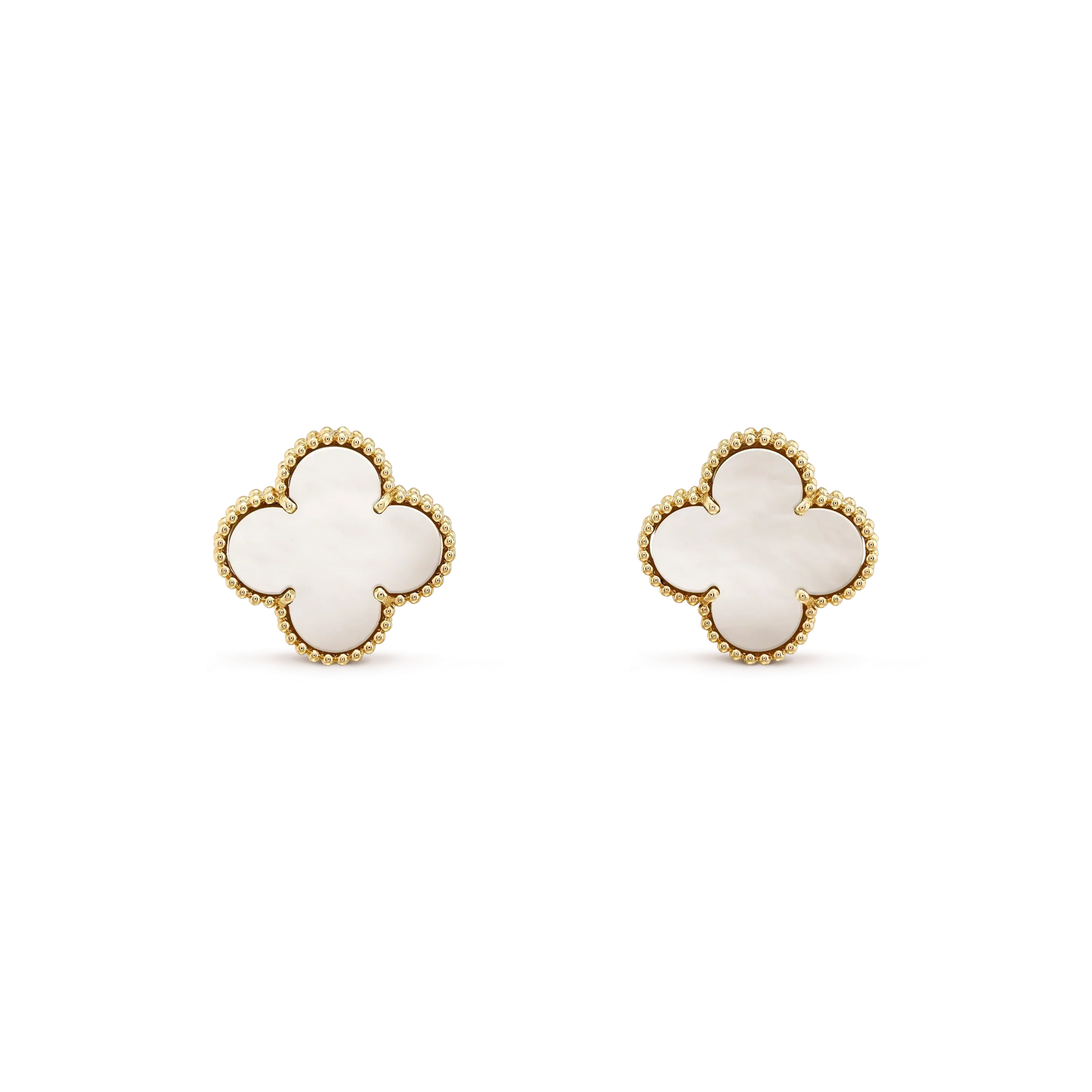 [Renovia Jewelry]CLOVER MEDIUM 1 MOTIFS  WHITE MOP STUD EARRINGS