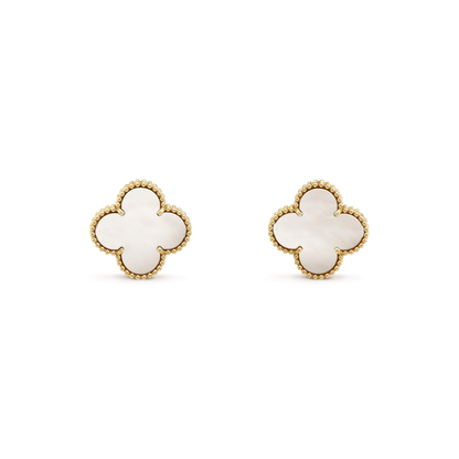 [Renovia Jewelry]CLOVER MEDIUM 1 MOTIFS  WHITE MOP STUD EARRINGS