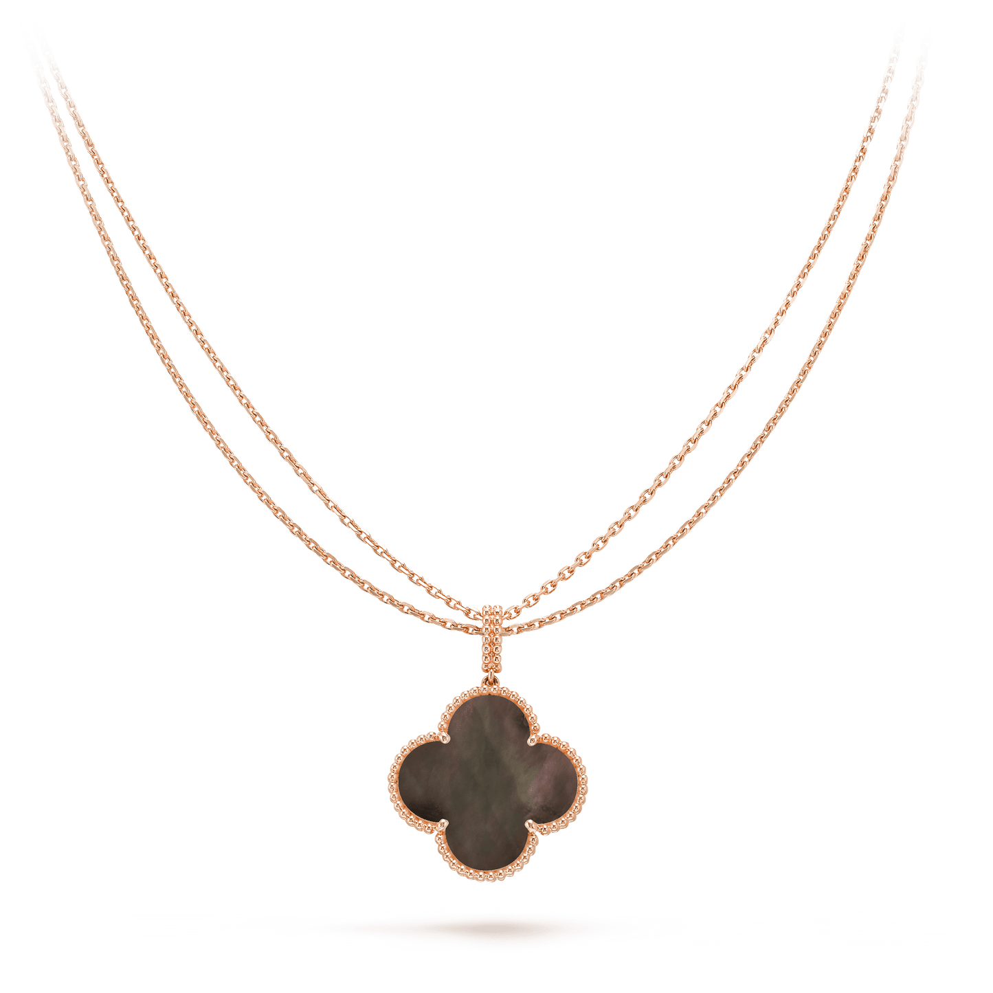 [Renovia Jewelry]CLOVER 25MM GOLD DARK MOP BIG CLOVER NECKLACE