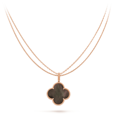 [Renovia Jewelry]CLOVER 25MM GOLD DARK MOP BIG CLOVER NECKLACE