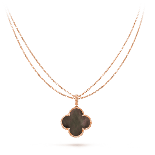 [Renovia Jewelry]CLOVER 25MM GOLD DARK MOP BIG CLOVER NECKLACE