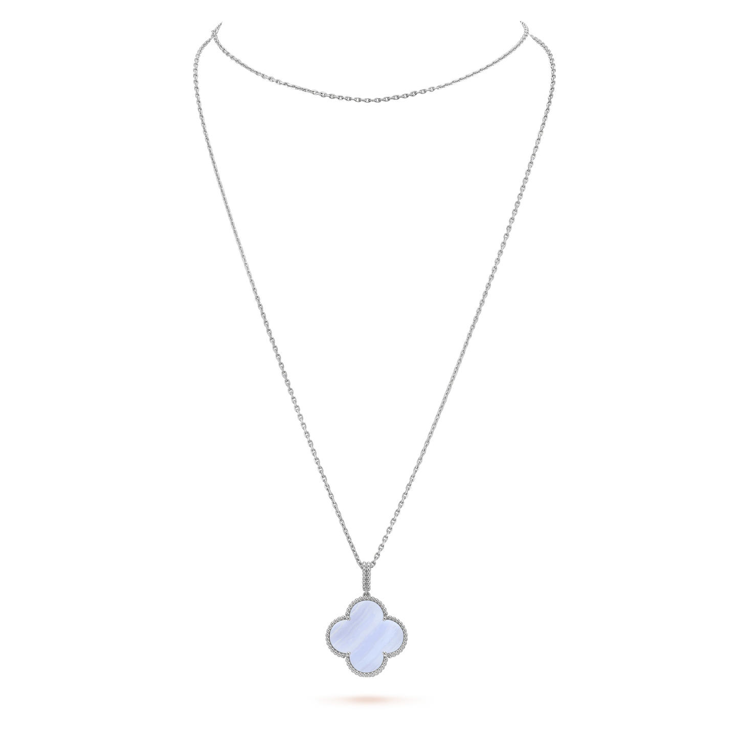 [Renovia Jewelry]CLOVER SILVER CHALCEDONY BIG CLOVER NECKLACE