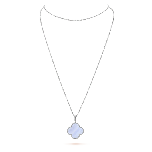 [Renovia Jewelry]CLOVER SILVER CHALCEDONY BIG CLOVER NECKLACE