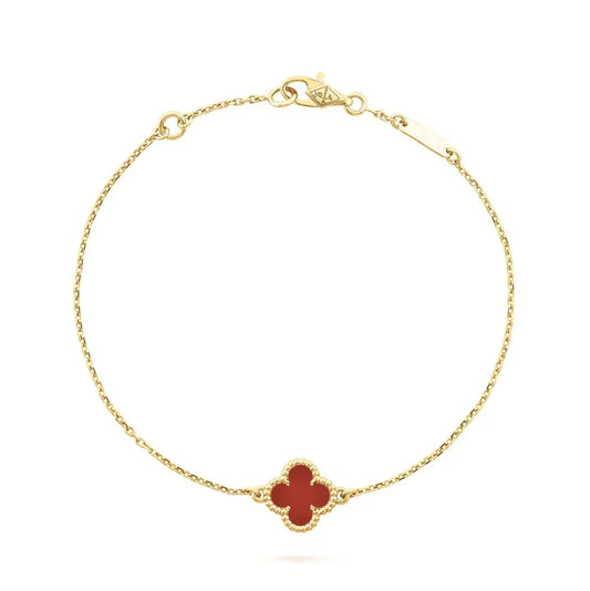 [Renovia Jewelry]CLOVER  CARNELIAN SINGLE FLOWER BRACELET