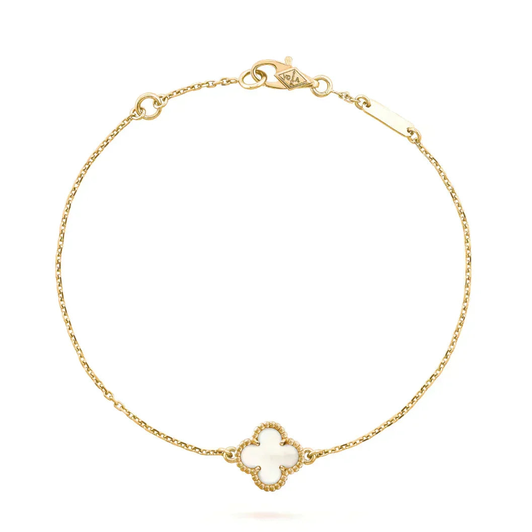 [Renovia Jewelry]CLOVER WHITE MOP SINGLE FLOWER BRACELET