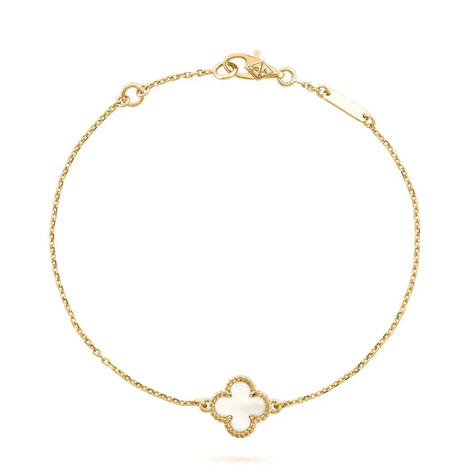[Renovia Jewelry]CLOVER WHITE MOP SINGLE FLOWER BRACELET