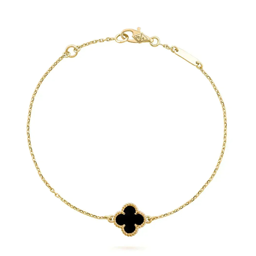 [Renovia Jewelry]CLOVER ONYX SINGLE FLOWER BRACELET