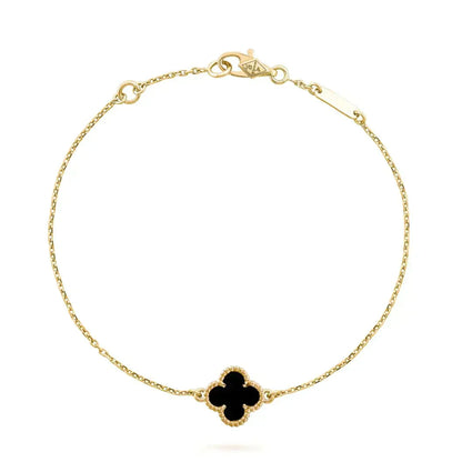 [Renovia Jewelry]CLOVER ONYX SINGLE FLOWER BRACELET