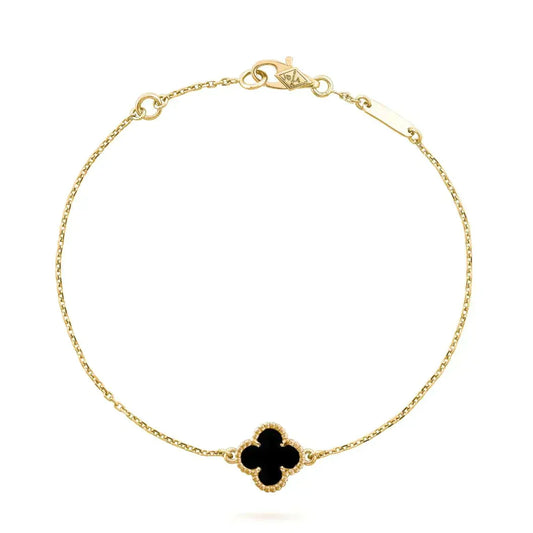 [Renovia Jewelry]CLOVER ONYX SINGLE FLOWER BRACELET