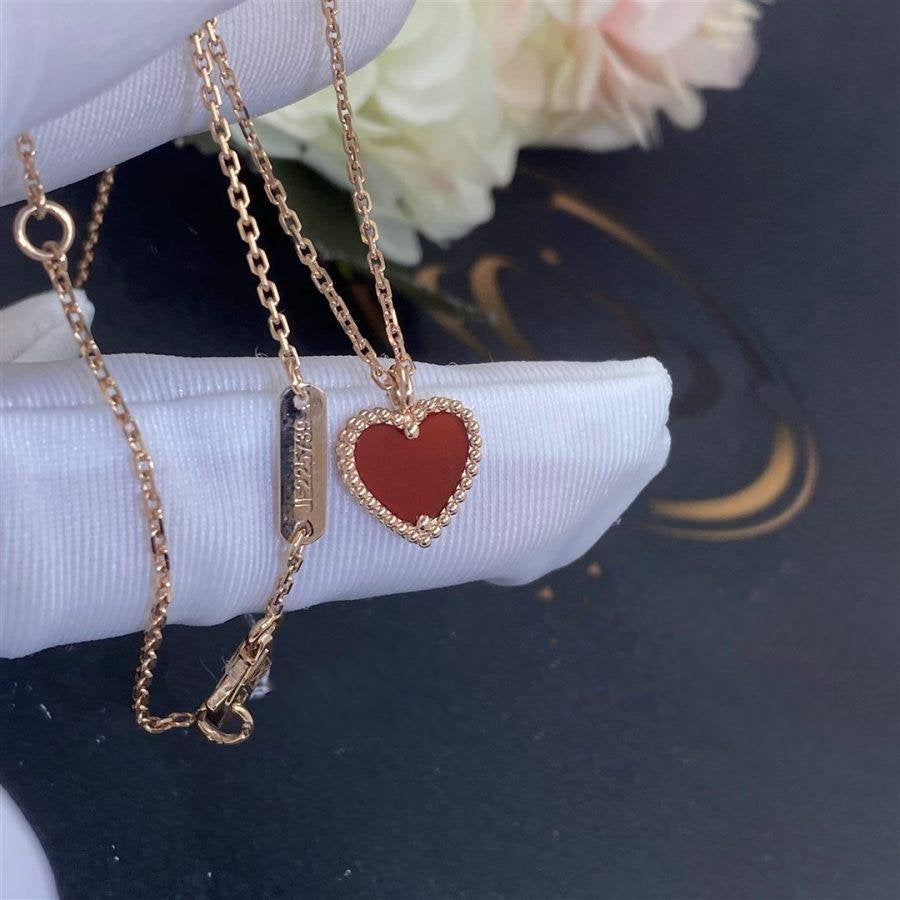 [Renovia Jewelry]SWEET CLOVER CARNELIAN HEART NECKLACE