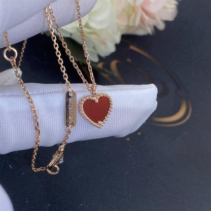 [Renovia Jewelry]SWEET CLOVER CARNELIAN HEART NECKLACE