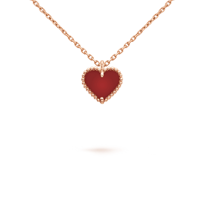 [Renovia Jewelry]SWEET CLOVER CARNELIAN HEART NECKLACE