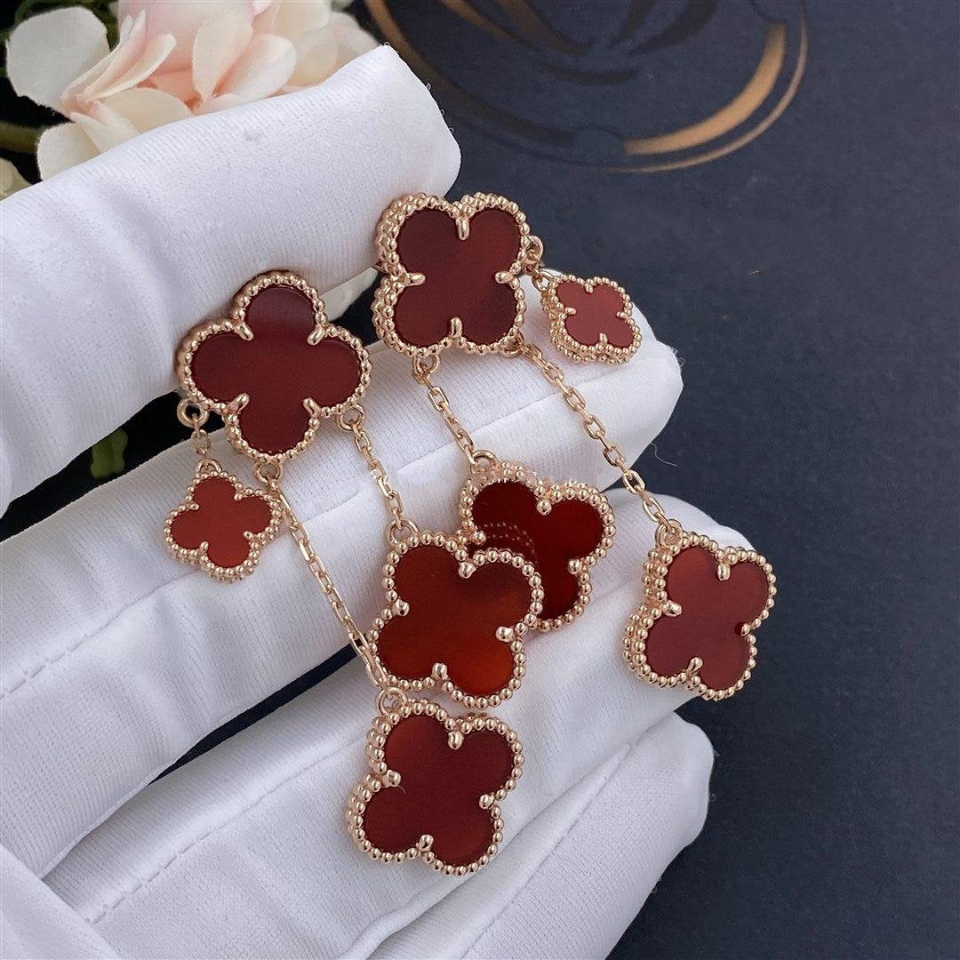 [Renovia Jewelry]CLOVER EARRINGS CARNELIAN 4 MOTIFS PINK GOLD