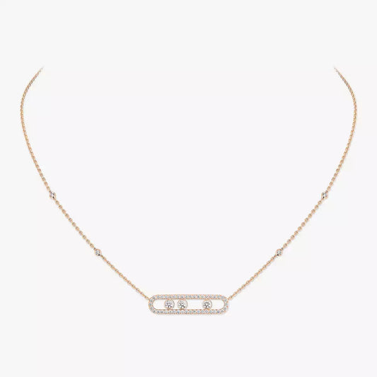 [Renovia Jewelry] Move Pave_ Rose Gold Diamond Necklace