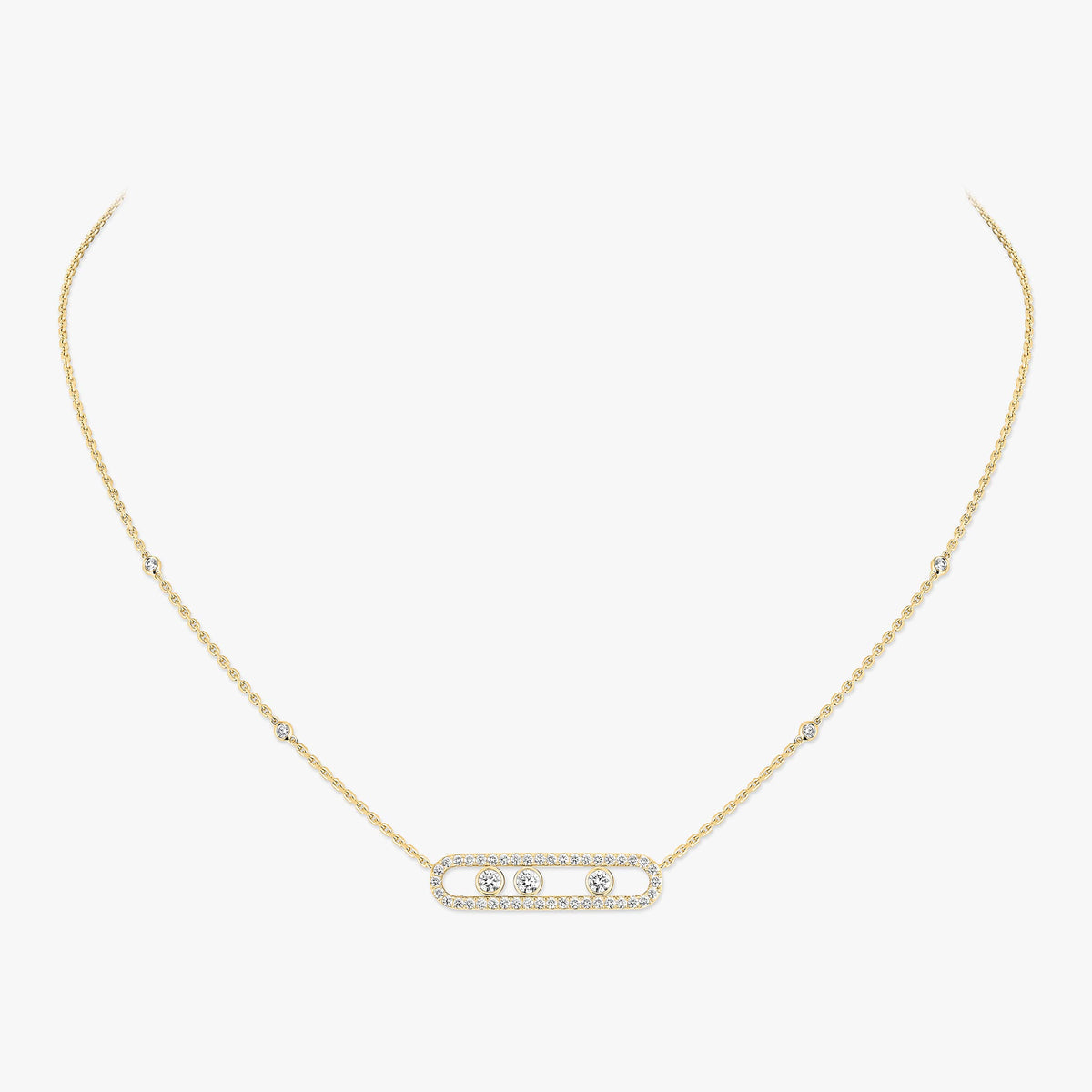 [Renovia Jewelry] Move Pave_ Rose Gold Diamond Necklace
