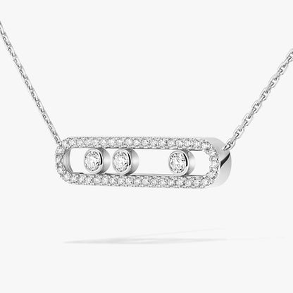 [Renovia Jewelry] Move Pave_ Rose Gold Diamond Necklace