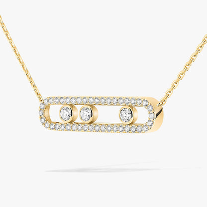 [Renovia Jewelry] Move Pave_ Rose Gold Diamond Necklace