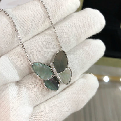 [Renovia Jewelry]LARGE BUTTERFLY SILVER PENDANT DIAMOND NECKLACE