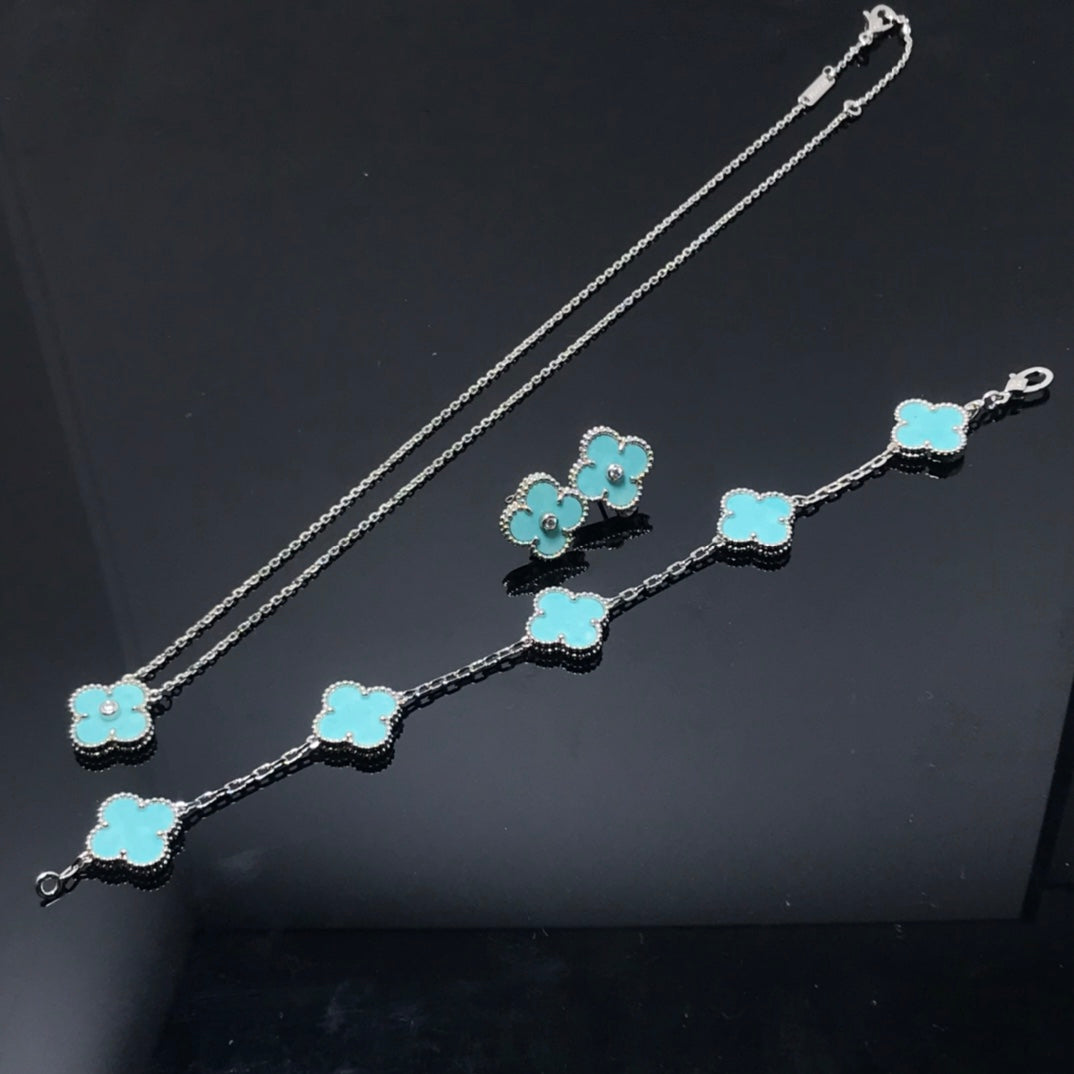 [Renovia Jewelry]CLOVER 1 DIAMOND BLUE SKY SILVER EARRINGS