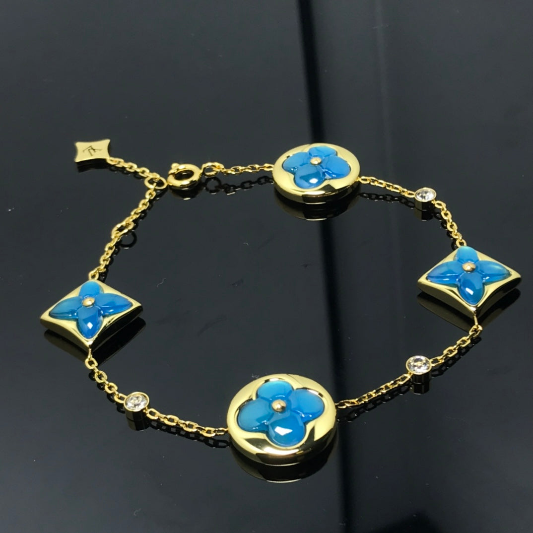 [Renovia Jewelry]STAR AND SUN 4 MOTIF BLUE BRACELET