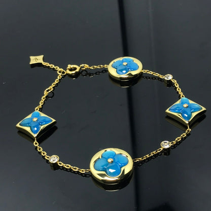 [Renovia Jewelry]STAR AND SUN 4 MOTIF BLUE BRACELET