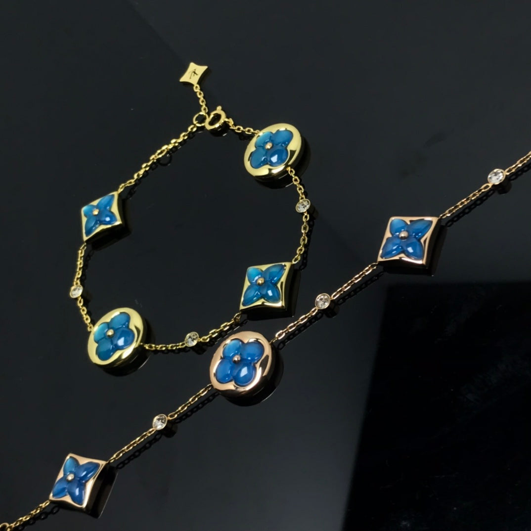 [Renovia Jewelry]STAR AND SUN 4 MOTIF BLUE BRACELET