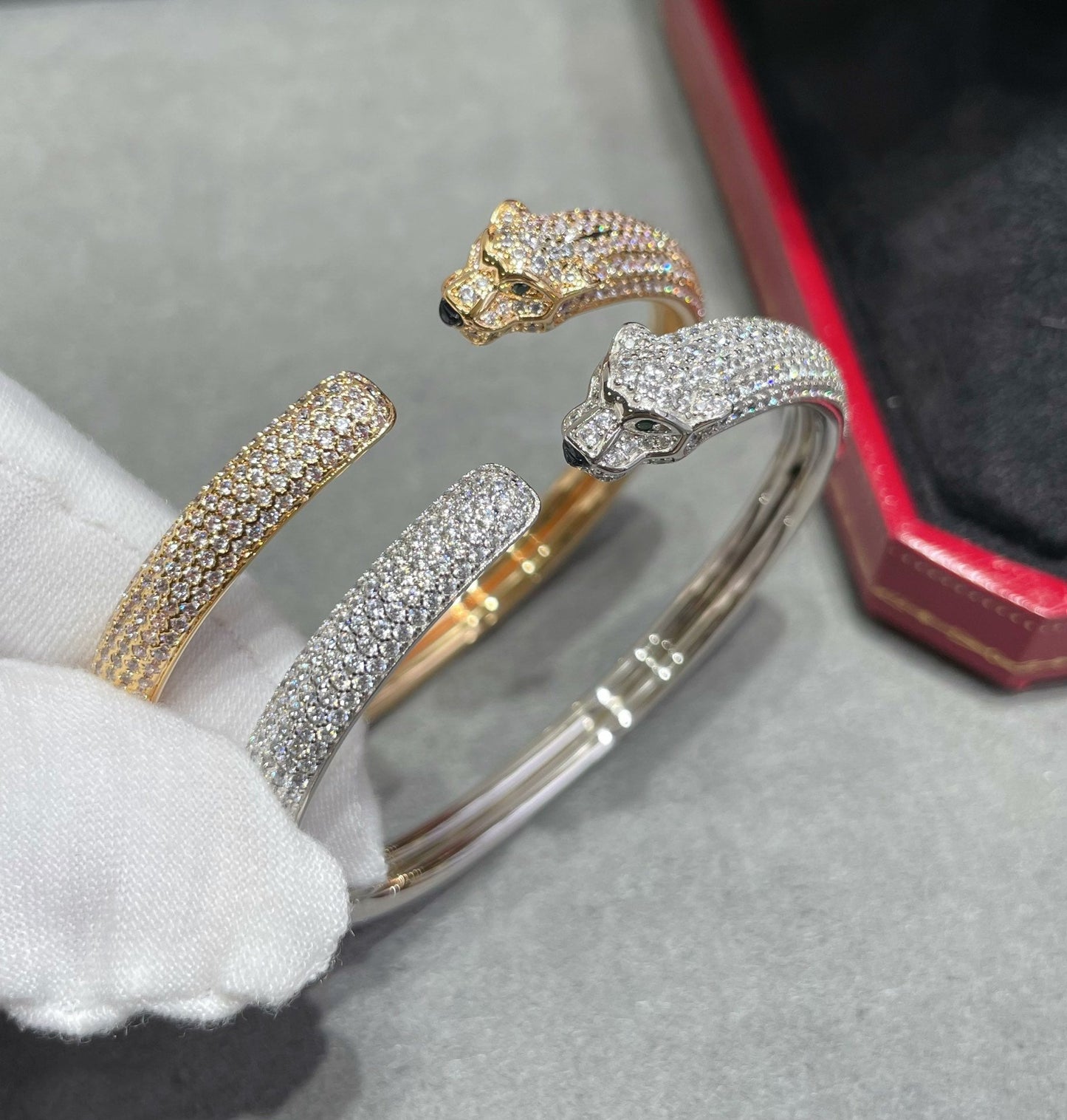[Renovia Jewelry]PANTHERE FULL DIAMOND OPEN BRACELET