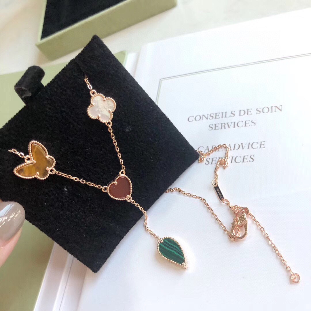 [Renovia Jewelry]LUCKY SPRING 4 MOTIFS ROSE GOLD NECKLACE