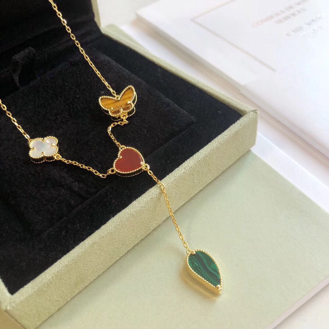 [Renovia Jewelry]LUCKY SPRING 4 MOTIFS ROSE GOLD NECKLACE