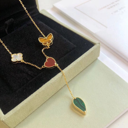 [Renovia Jewelry]LUCKY SPRING 4 MOTIFS ROSE GOLD NECKLACE