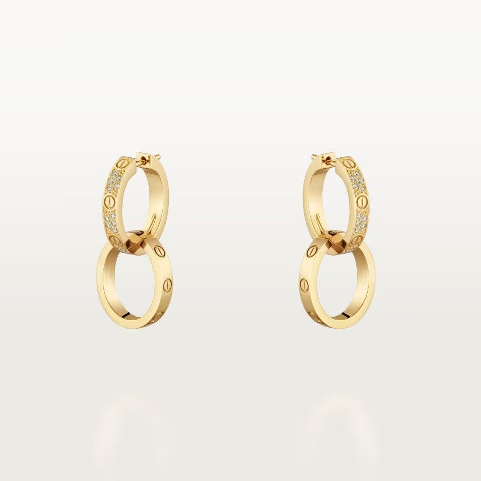 [Renovia Jewelry]LOVE 3.3MM DANGLE HALF DIAMOND EARRINGS