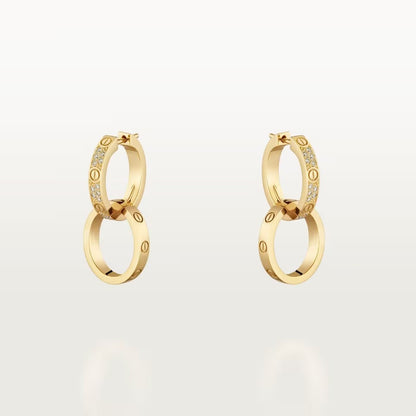 [Renovia Jewelry]LOVE 3.3MM DANGLE HALF DIAMOND EARRINGS
