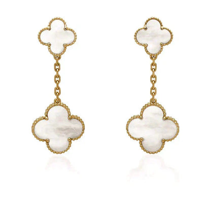 [Renovia Jewelry]CLOVER 2 MOTIF WHITE MOP EARRINGS