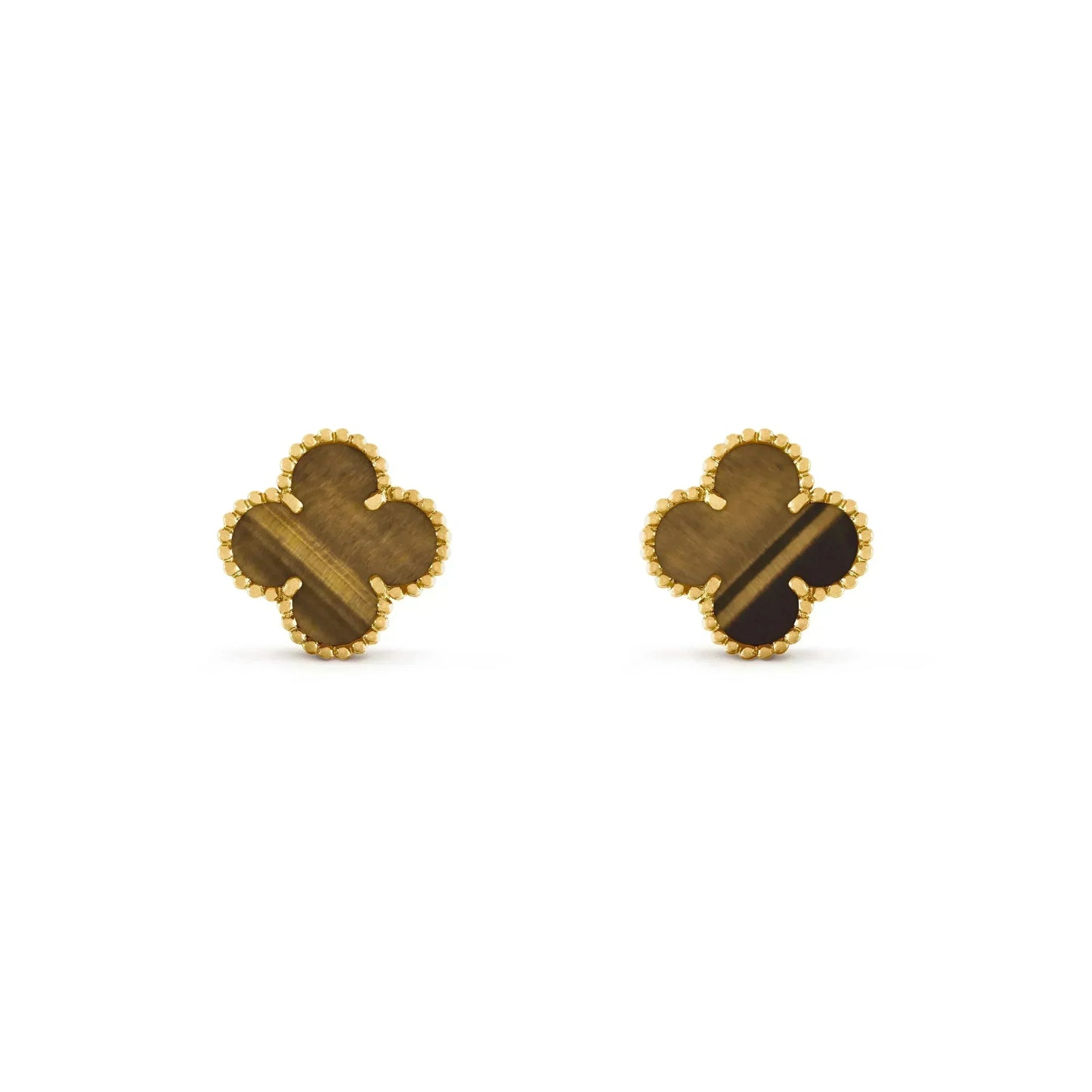 [Renovia Jewelry]CLOVER MEDIUM 1 MOTIFS TIGER EYE EARRINGS