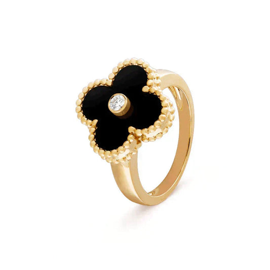 [Renovia Jewelry]CLOVER ONYX RING GOLD DIAMOND