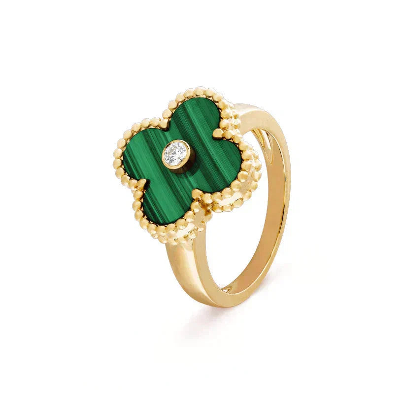 [Renovia Jewelry]CLOVER MALACHITE RING GOLD DIAMOND