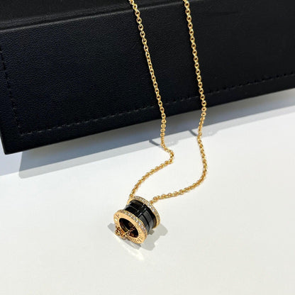 [Renovia Jewelry]ZERO 1 BLACK CERAMIC DIAMOND PINK GOLD NECKLACE