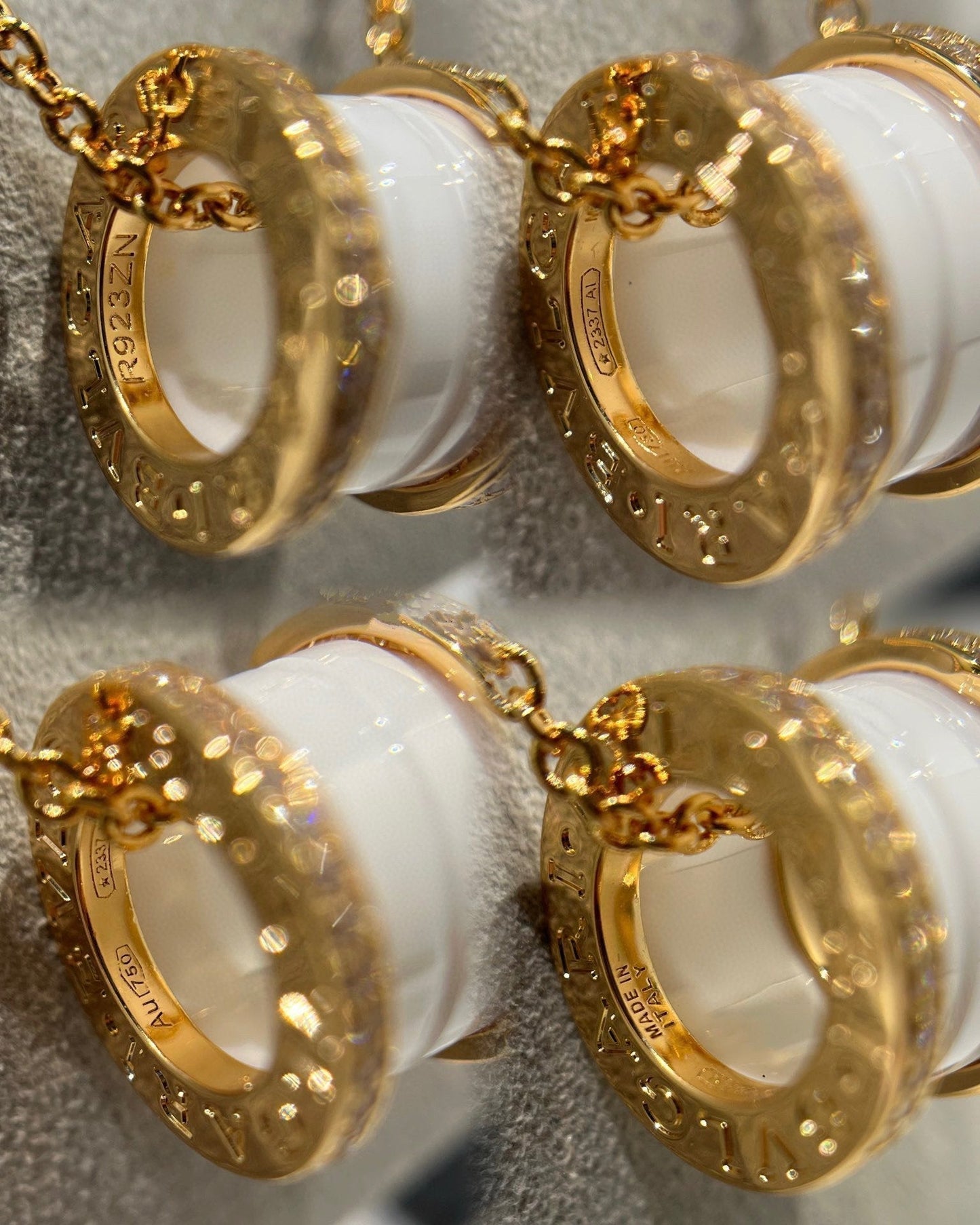 [Renovia Jewelry]ZERO 1 WHITE CERAMIC DIAMOND PINK GOLD NECKLACE